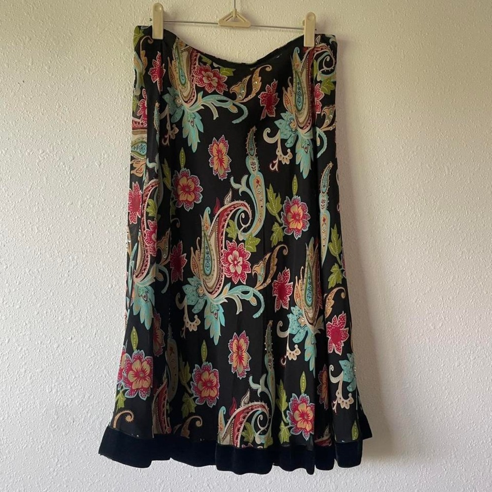 Vintage 90s Funky Whimsy Art Teacher Silk Skirt - Picture 4 of 5